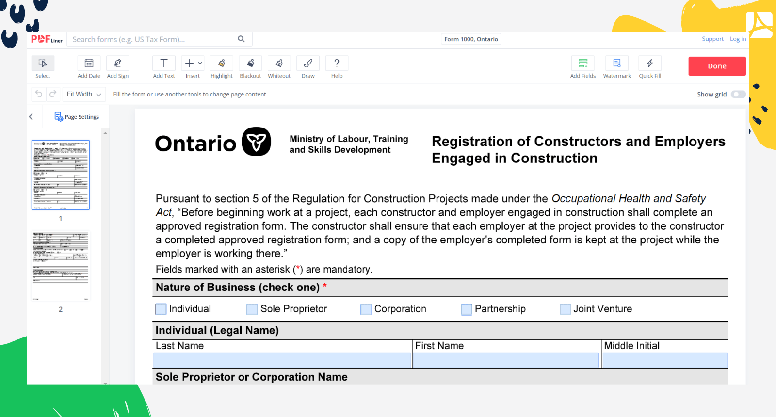 Form 1000 Ontario 2022 2024 Sign Forms Online PDFLiner
