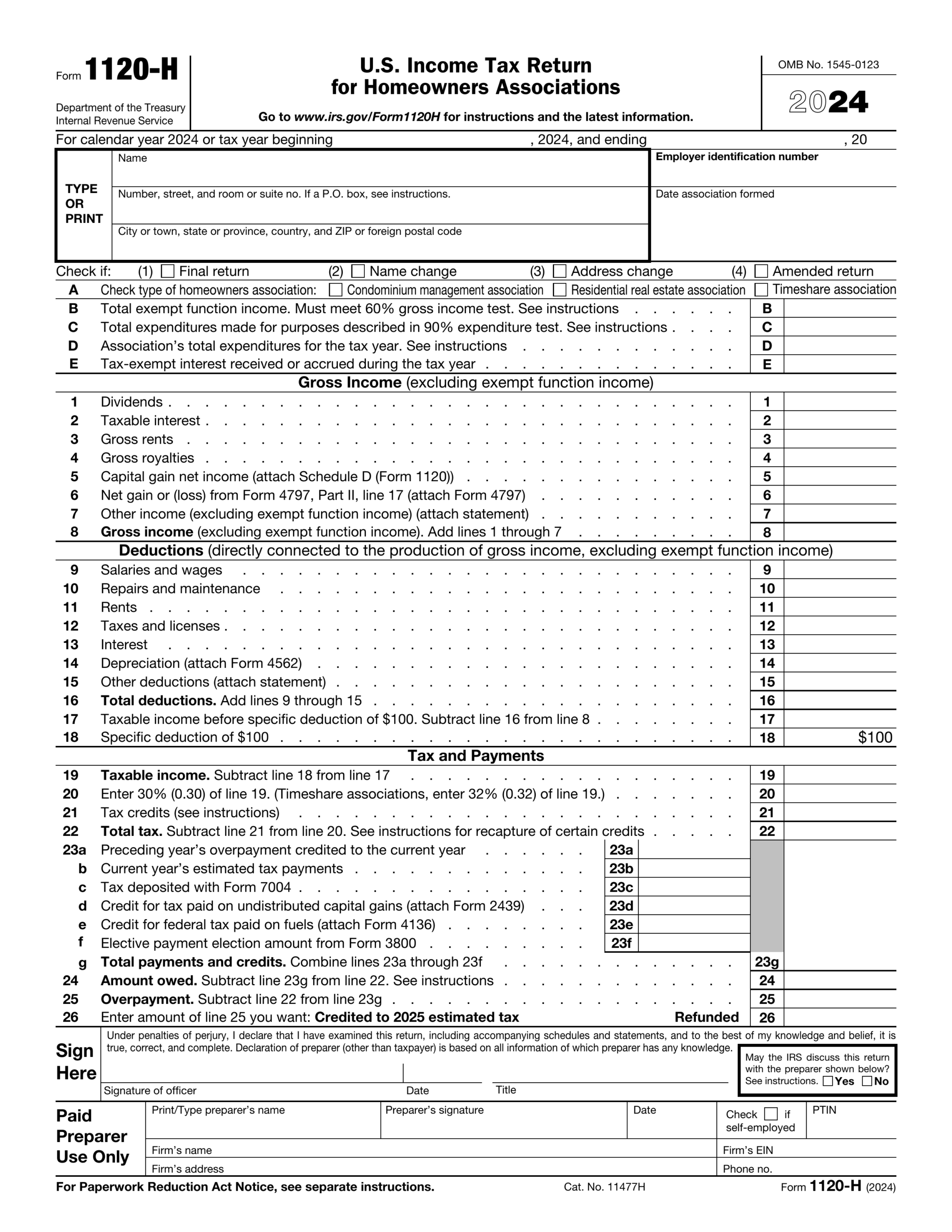 Form 1120 H 2024 2025 Fill Official Forms PDF Guru