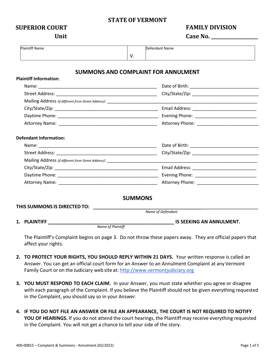 Free Printable Annulment Forms