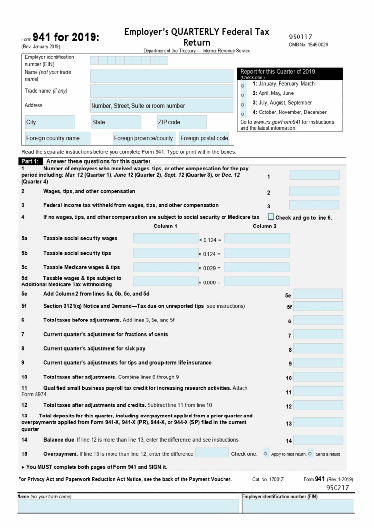 Form 941 Template ONLYOFFICE