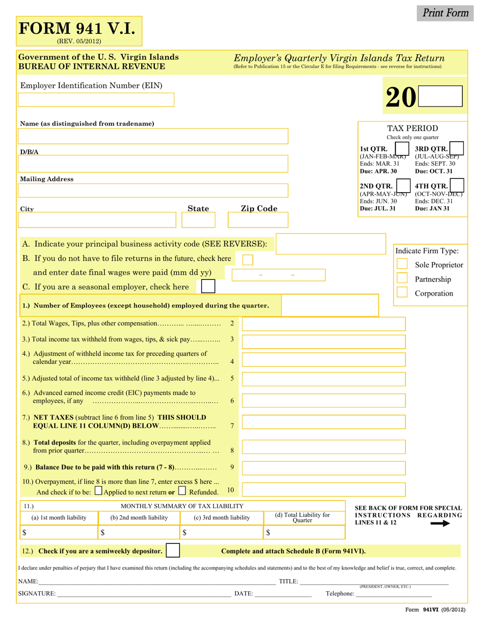 Free Printable Irs Form 941