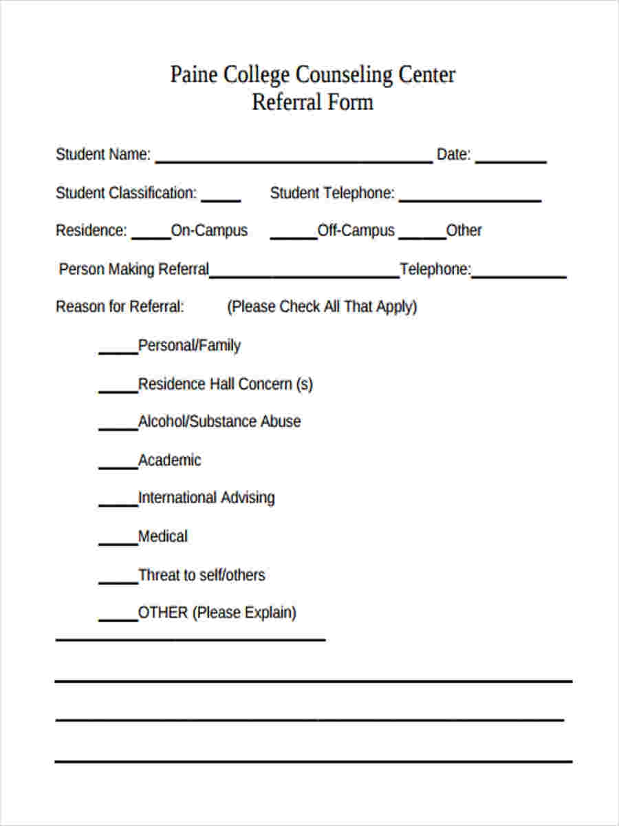 FREE 12 Counseling Referral Form Samples PDF MS Word Google Docs