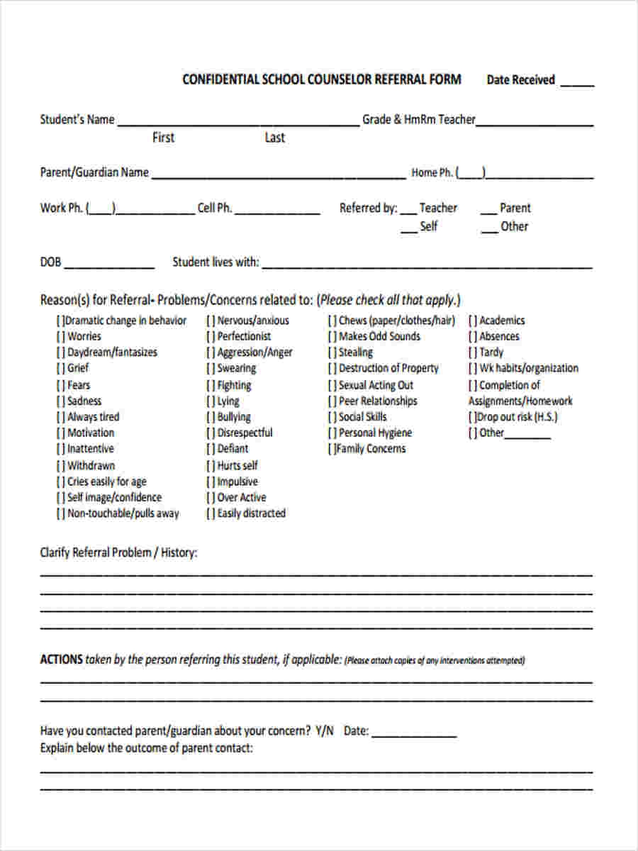 FREE 12 Counseling Referral Form Samples PDF MS Word Google Docs