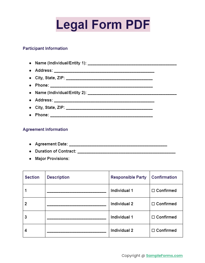 Free Legal Forms Printable