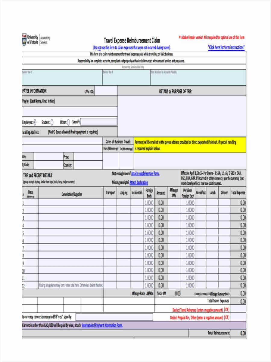 FREE 23 Expense Reimbursement Form Samples PDF MS Word Google Docs Excel