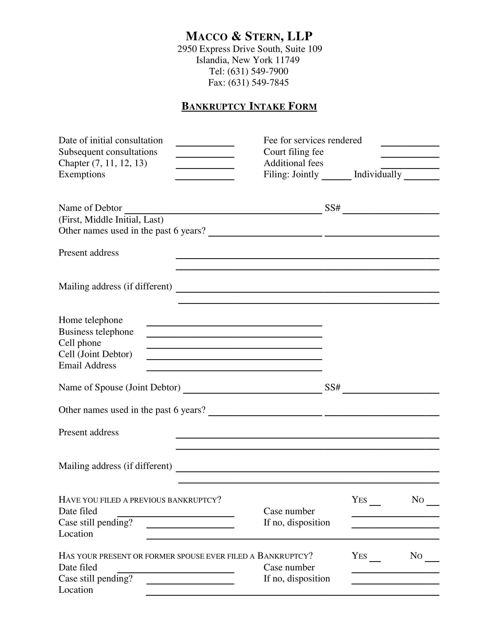 Free Printable Chapter 7 Bankruptcy Forms