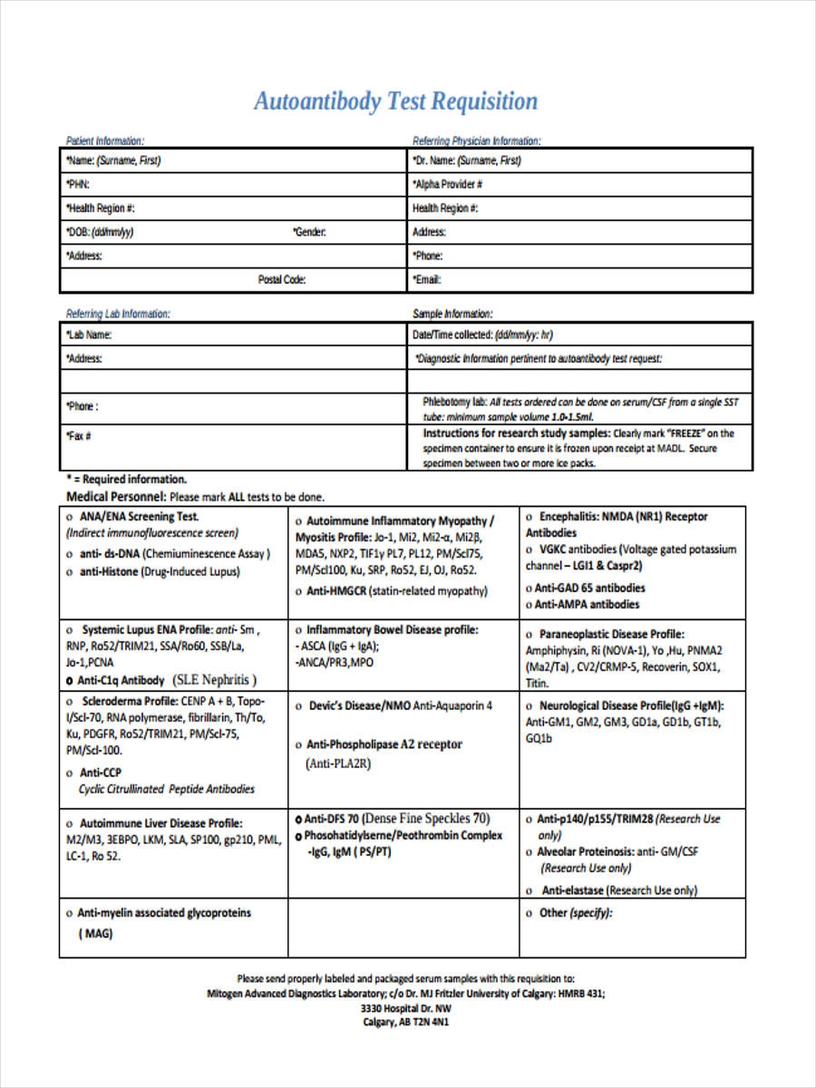 FREE 6 Lab Requisition Forms In PDF MS Word Pages
