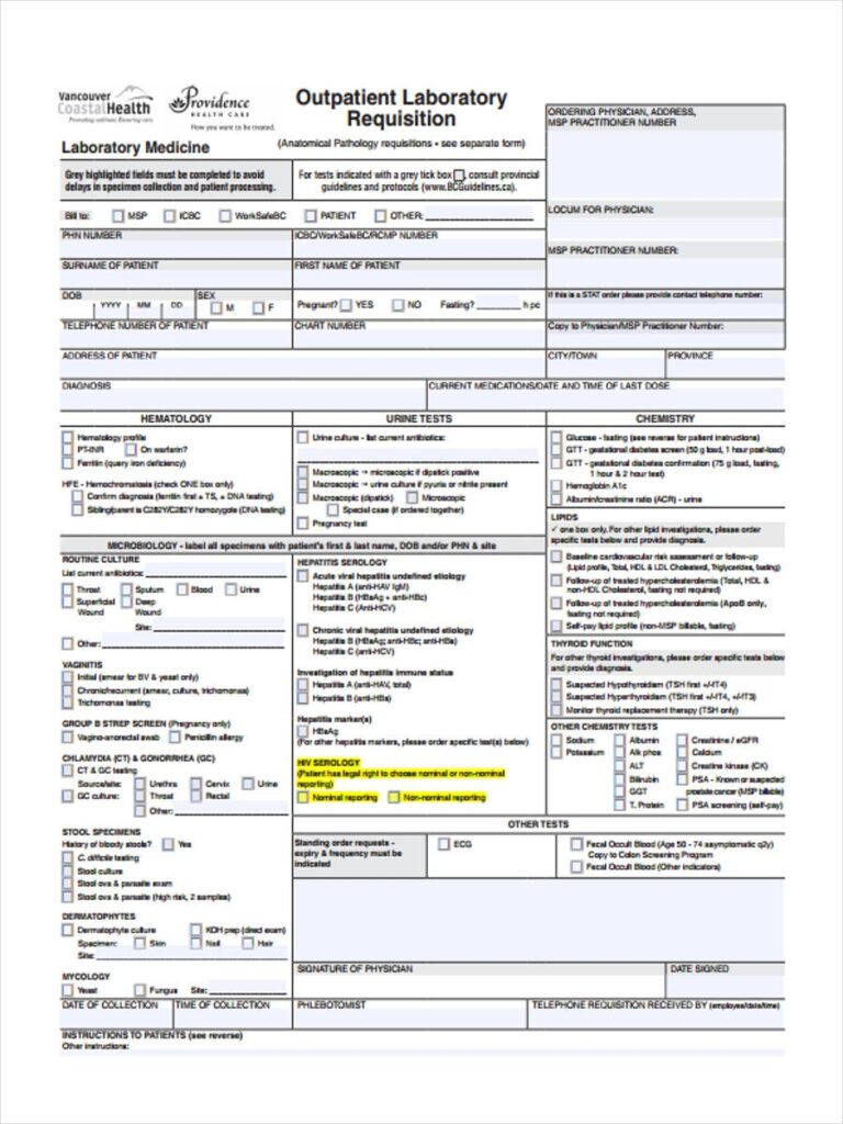 FREE 6 Lab Requisition Forms In PDF MS Word Pages