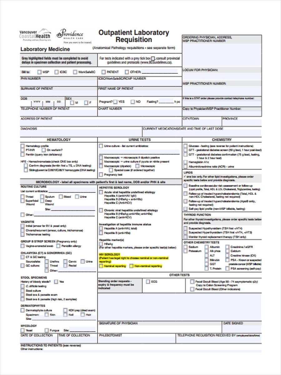 FREE 6 Lab Requisition Forms In PDF MS Word Pages