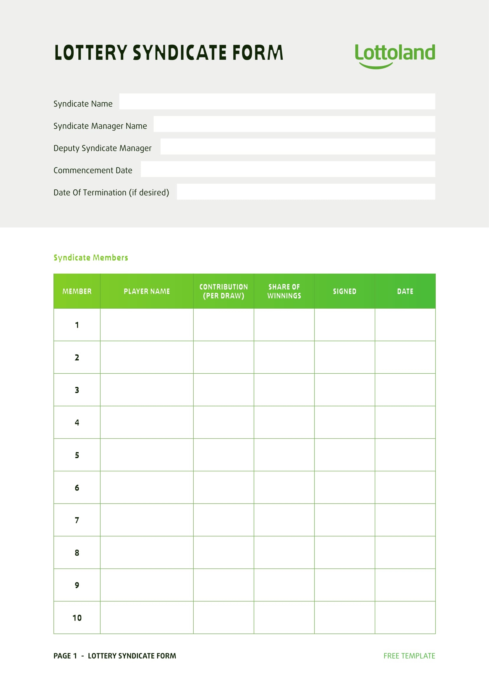 FREE 6 Significance Of Lottery Syndicate Forms In PDF MS Word