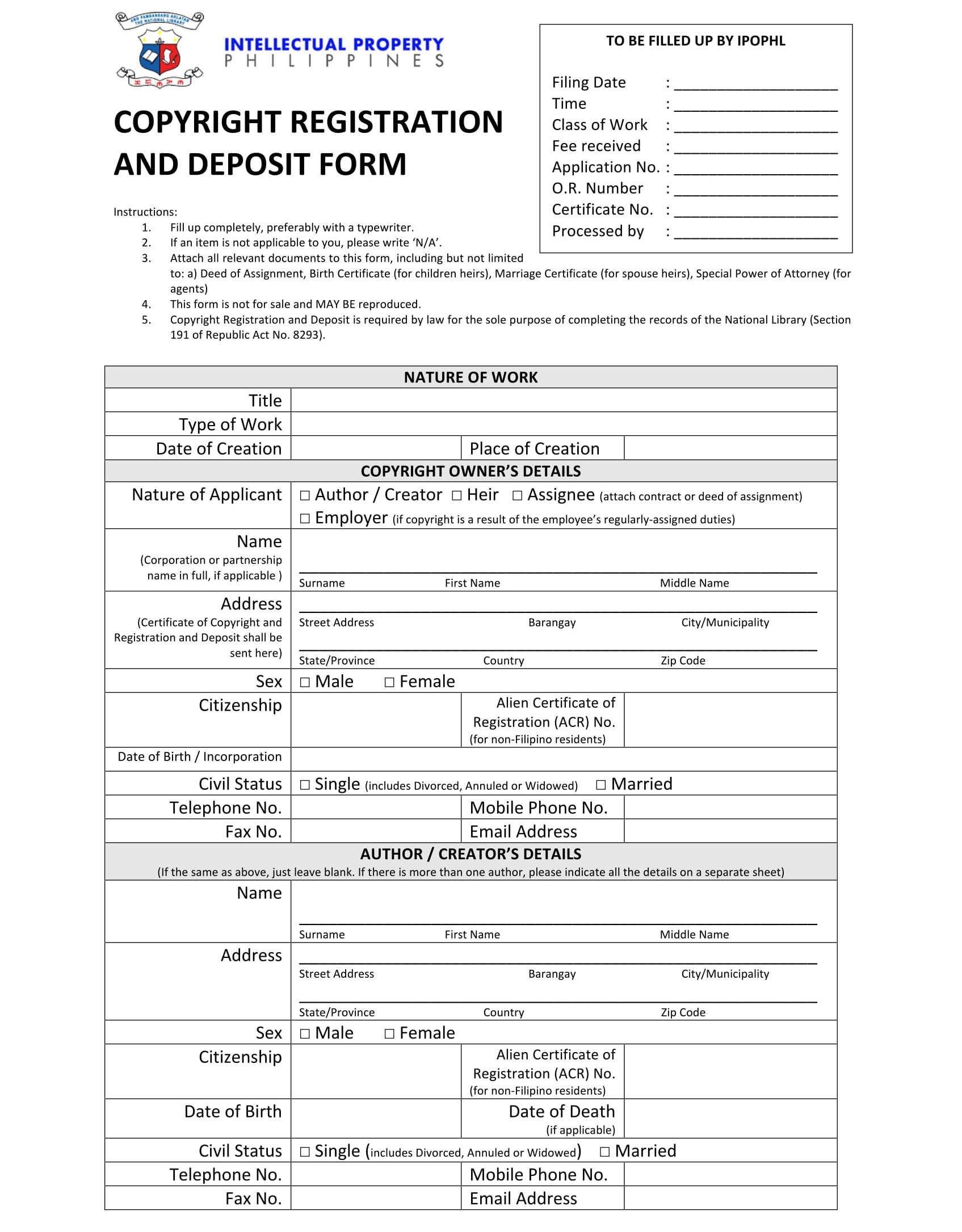 FREE 9 Copyright Registration Forms In PDF