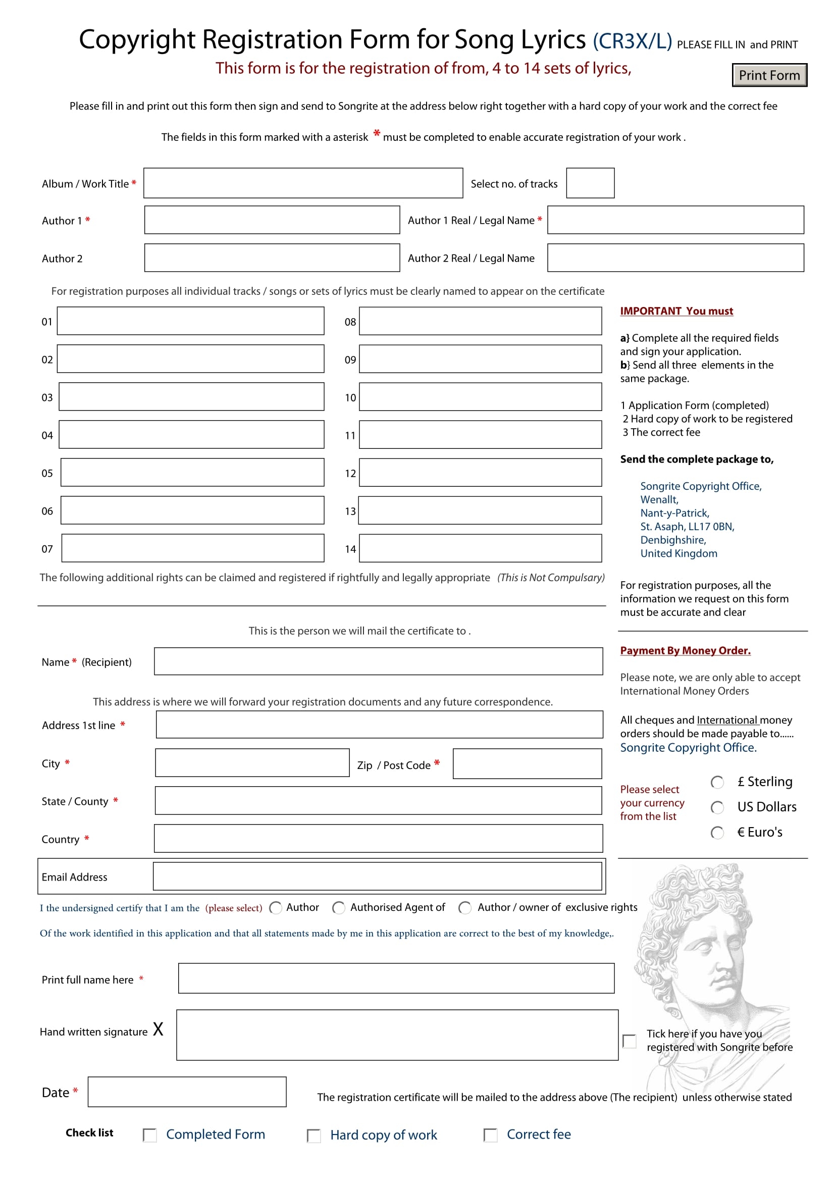 FREE 9 Copyright Registration Forms In PDF