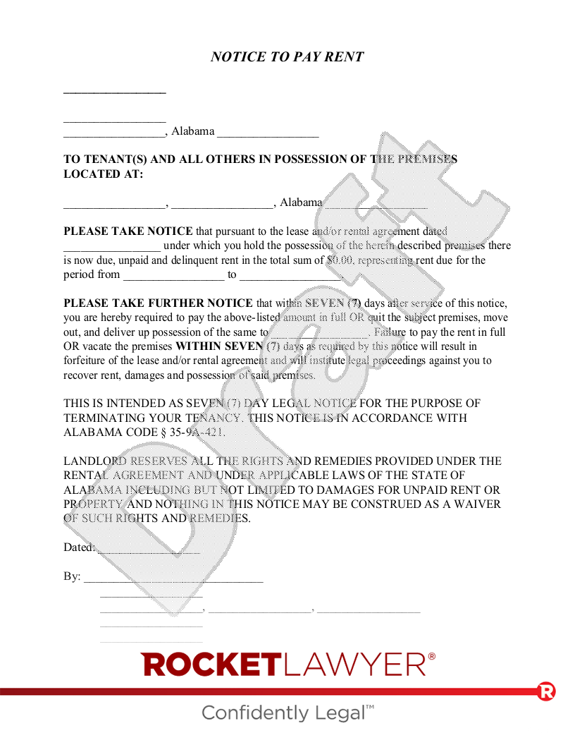 Free Alabama Eviction Notice Template U0026 FAQs Rocket Lawyer