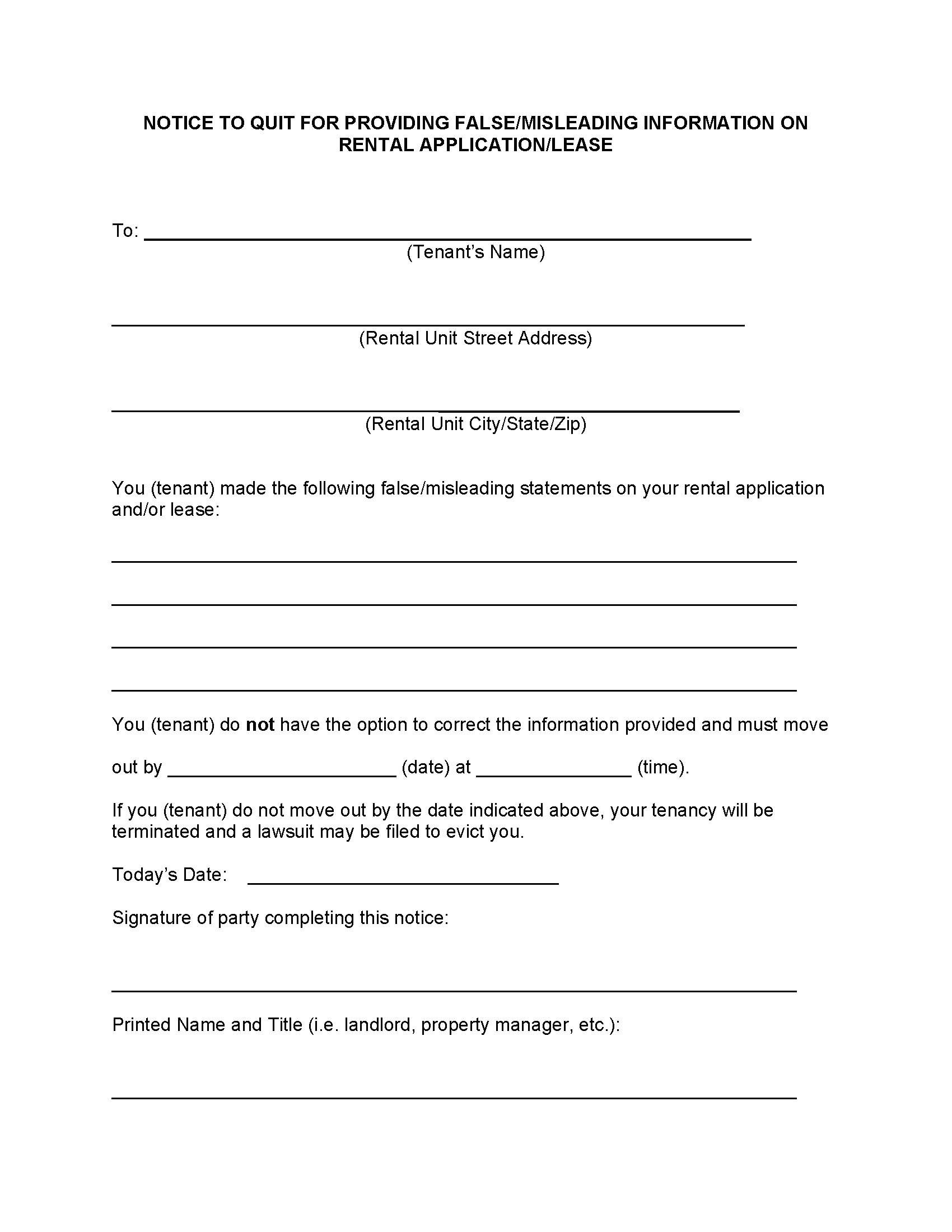 Free Nc Eviction Notice Printable Form