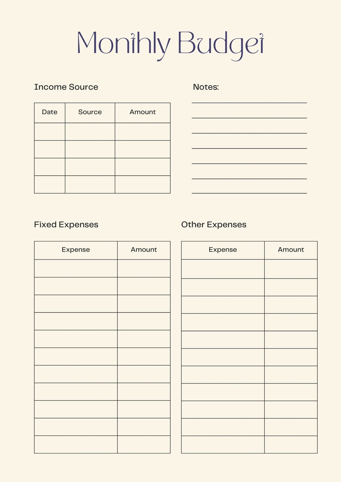 Free Online Printable Budget Forms
