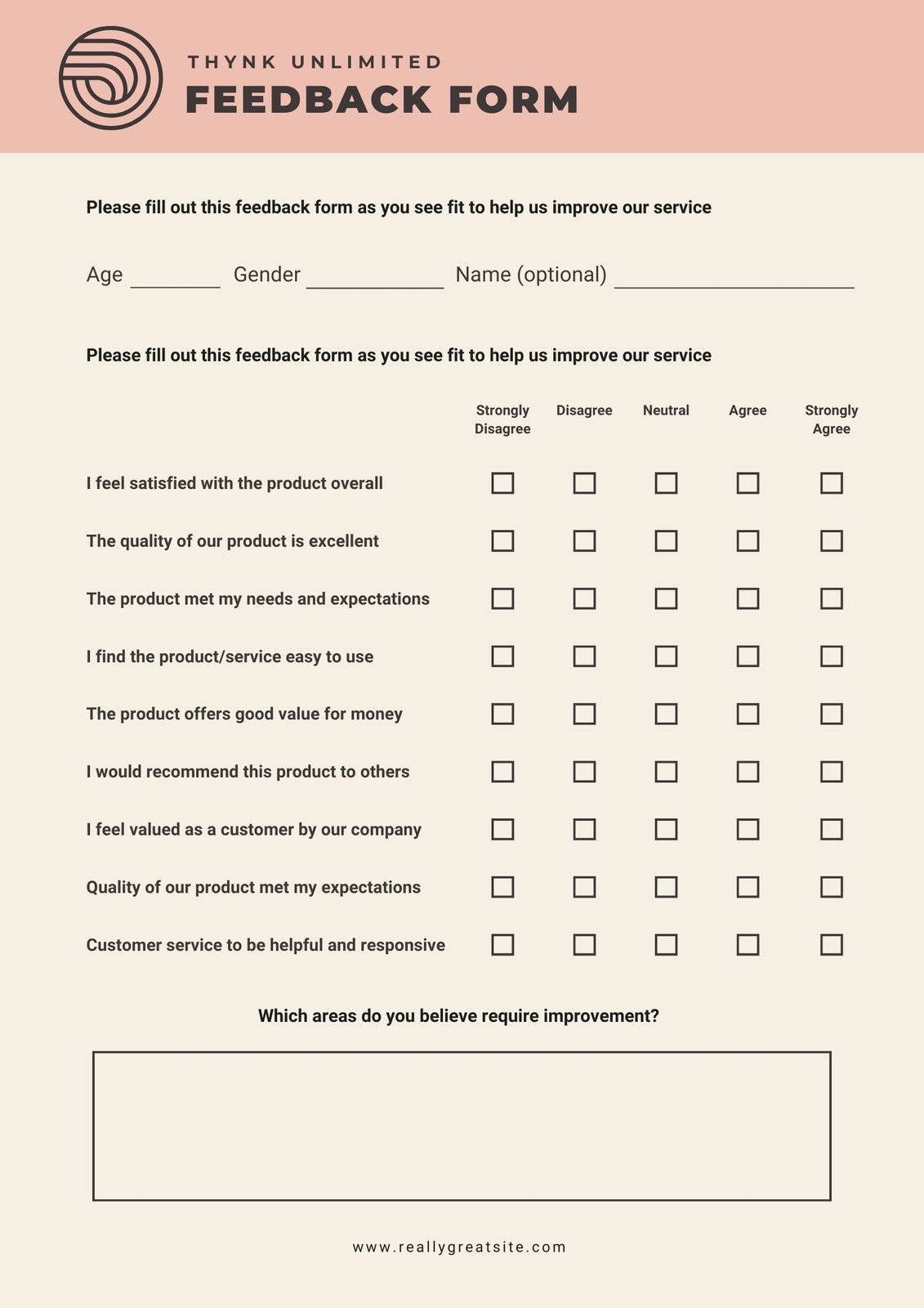 Free Printable Feedback Form Template