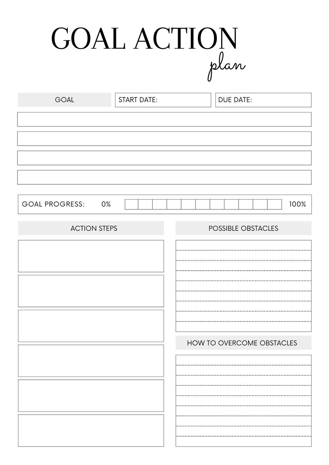Free Printable Goal Setting Forms