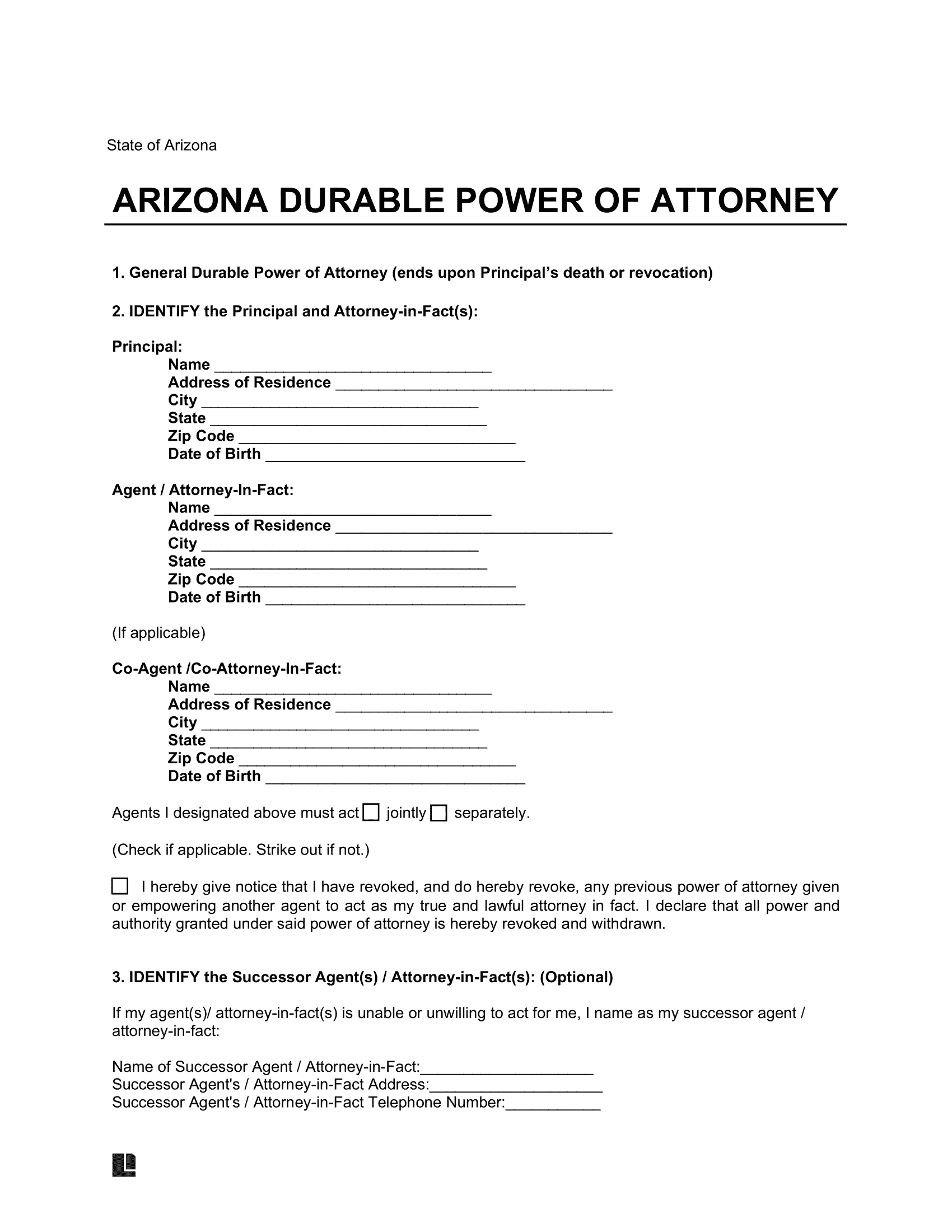 Free Arizona Durable Power Of Attorney Form PDF U0026 Word