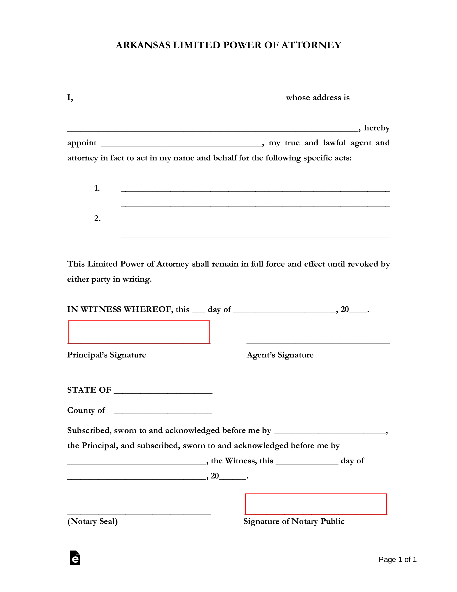 Arkansas Power Of Attorney Forms Free Printable