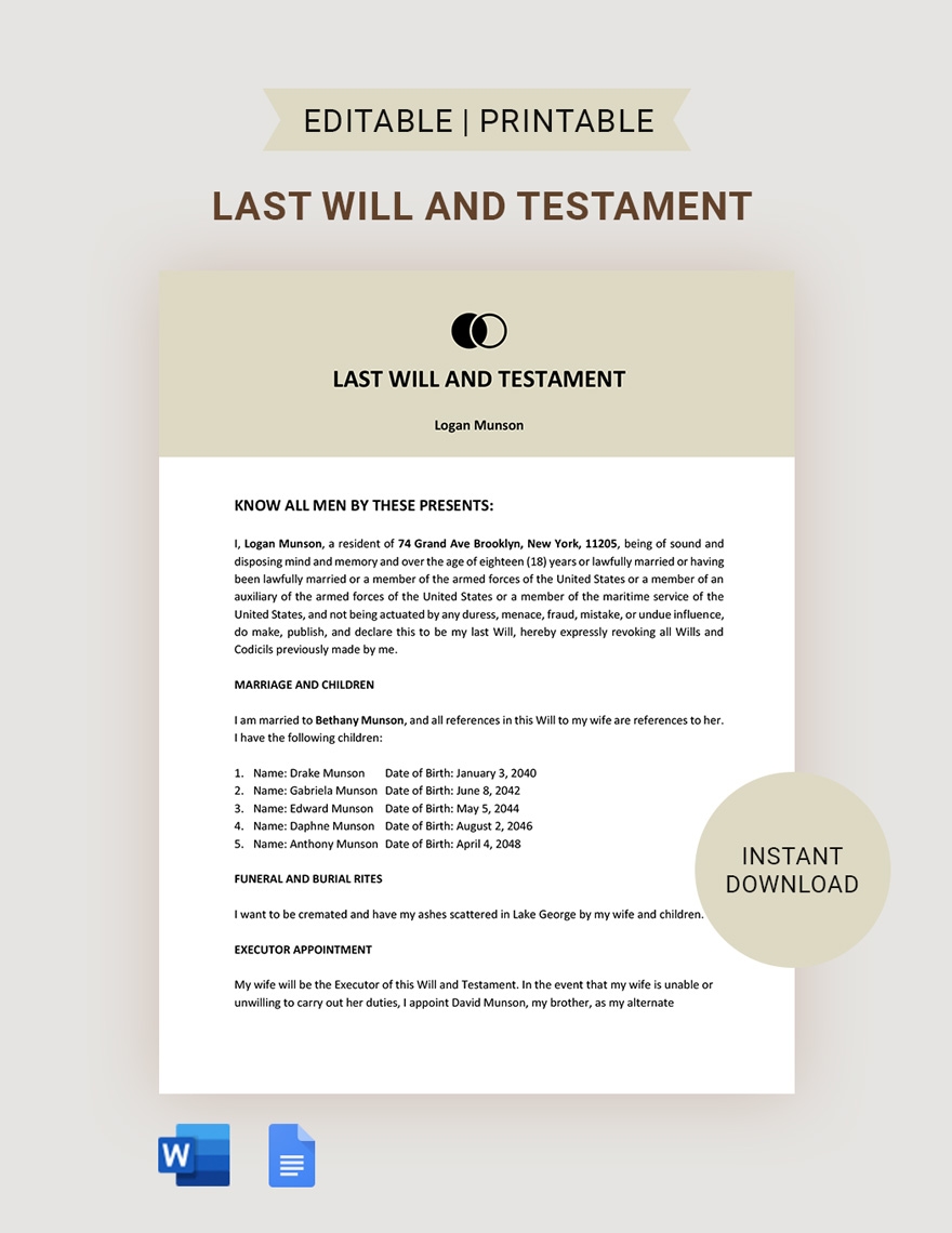 Basic Will And Testament Printable Form Missouri Free