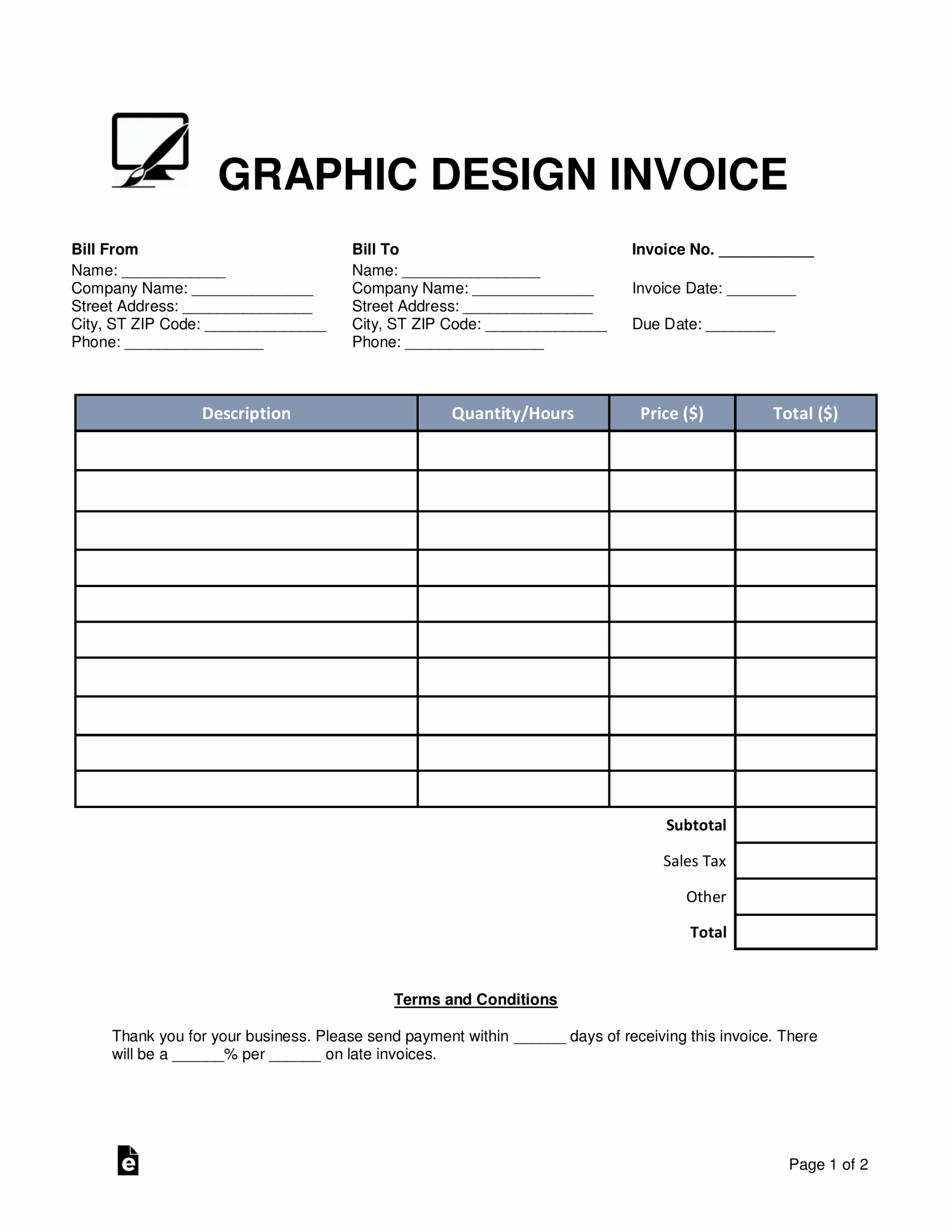 Free Online Printable Invoice Forms