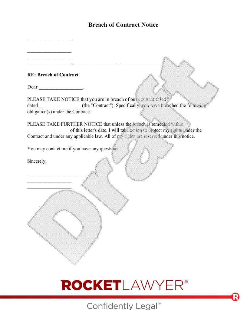 Free Breach Of Contract Notice Free To Print Save U0026 Download