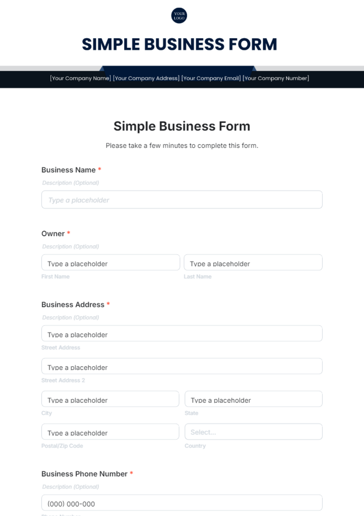Free Business Form Templates To Edit Online