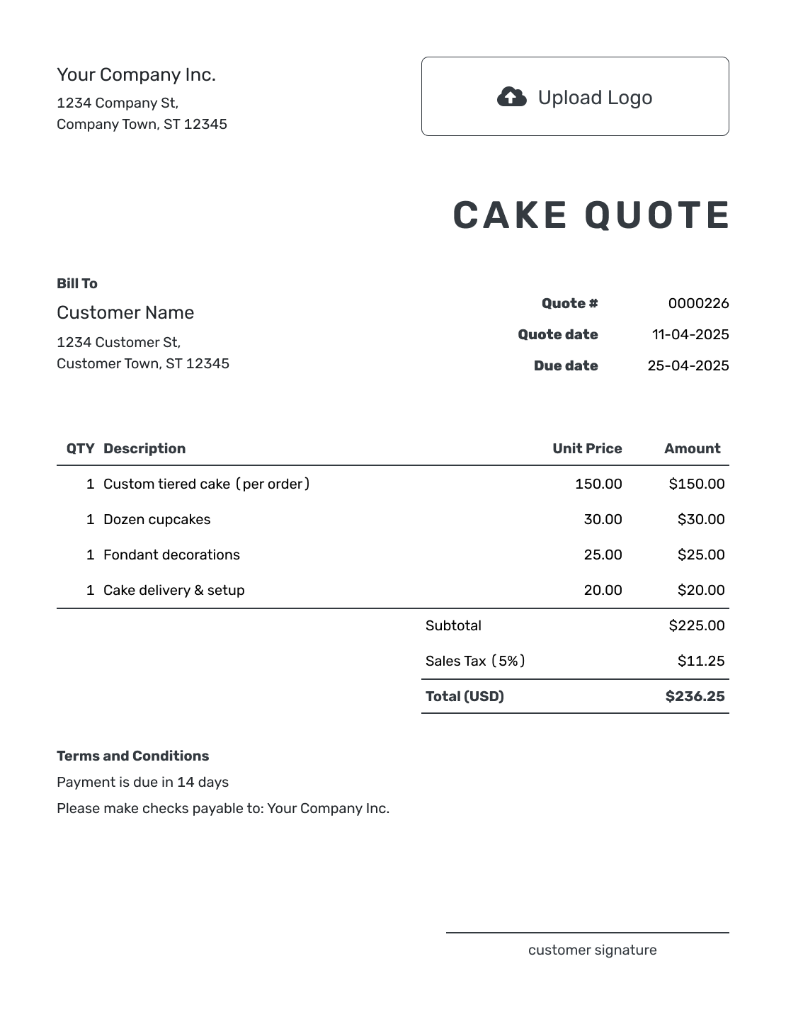 Free Cake Quote Template Docelf