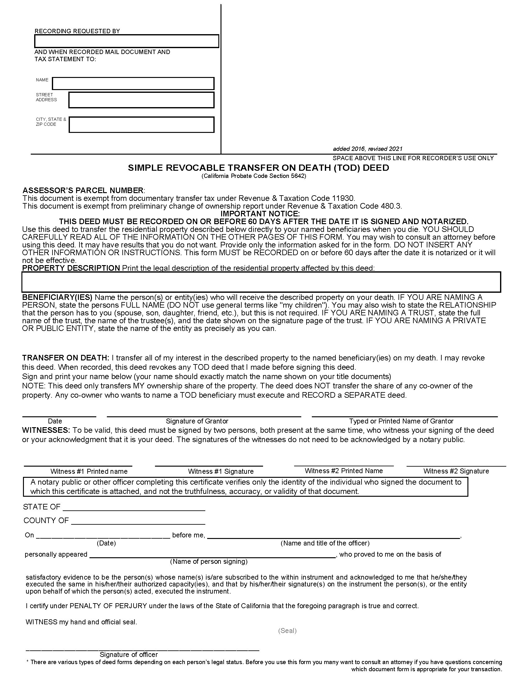 Free California Deed Forms PDF