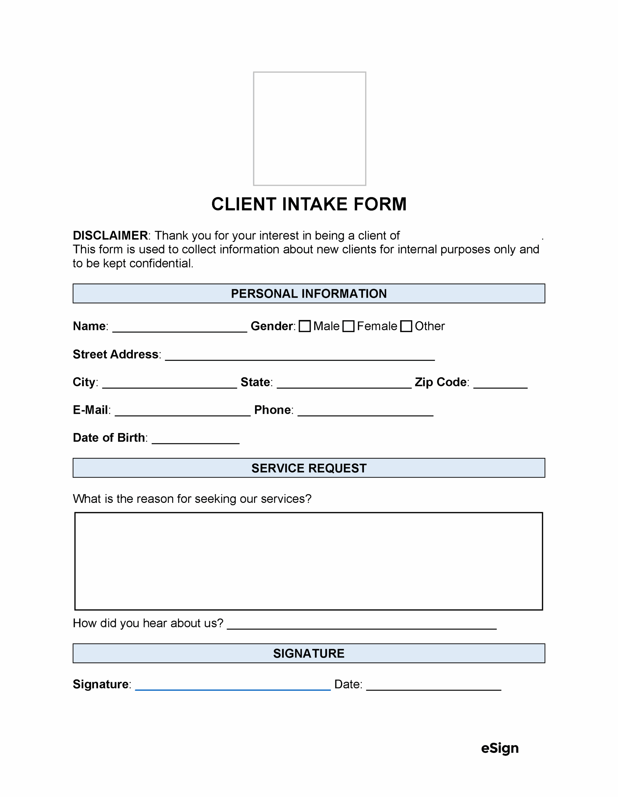 Free Client Intake Forms 35 PDF Word