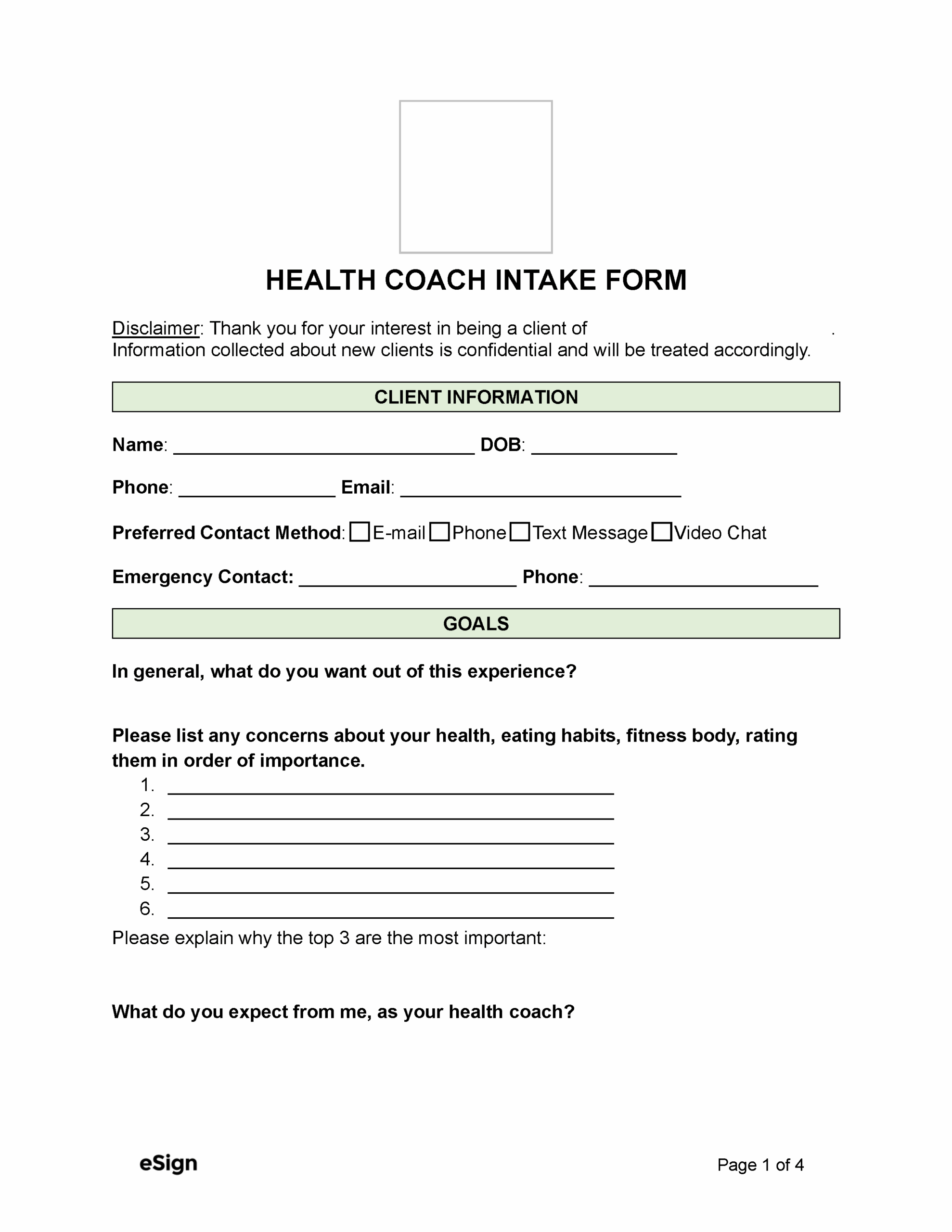 Free Printable Client Assessment Form