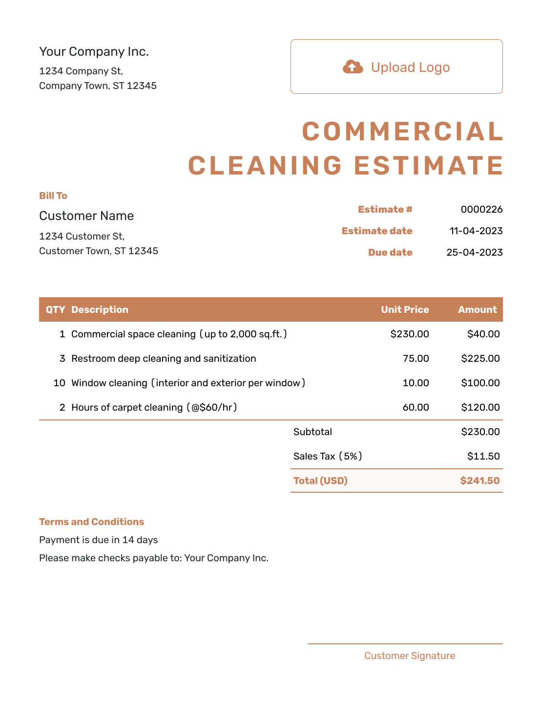 Free Commercial Cleaning Estimate Template Docelf