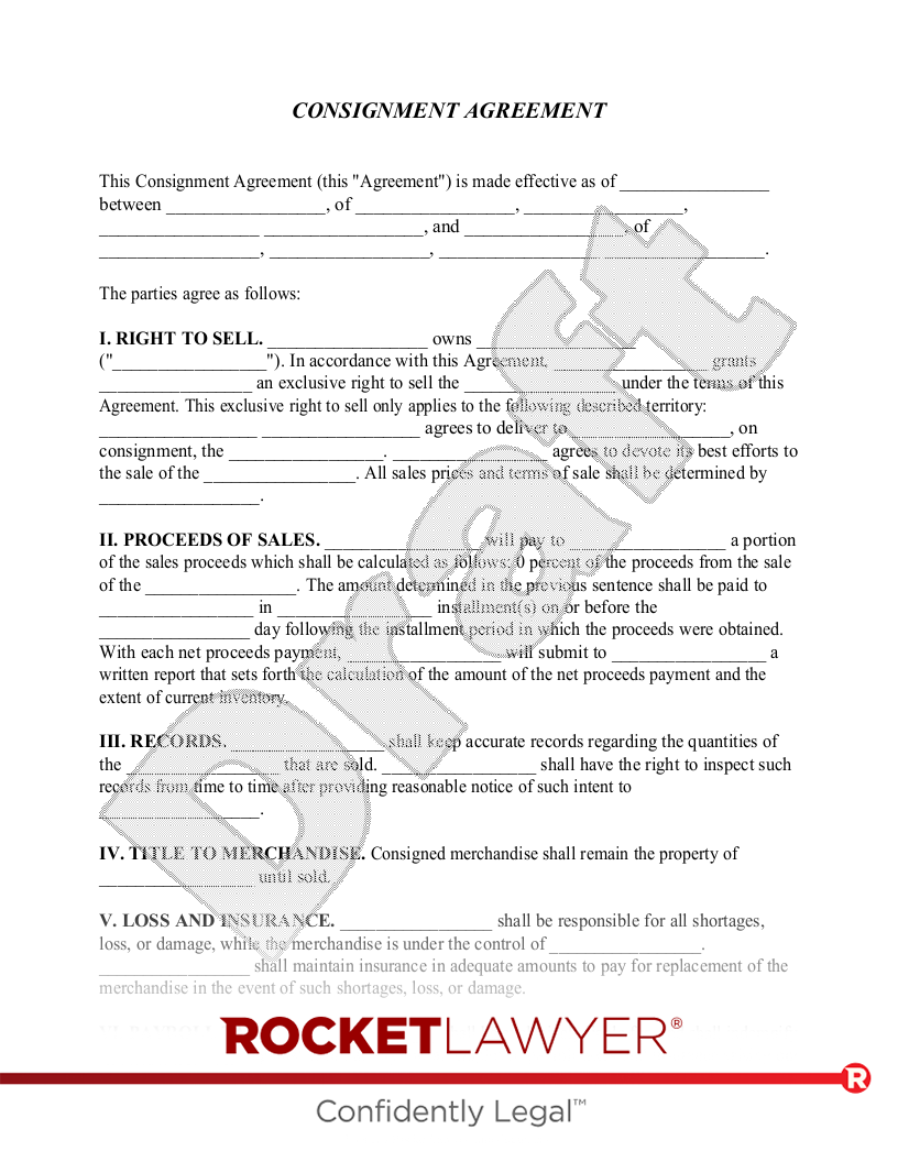 Free Consignment Agreement Template U0026 FAQs Rocket Lawyer