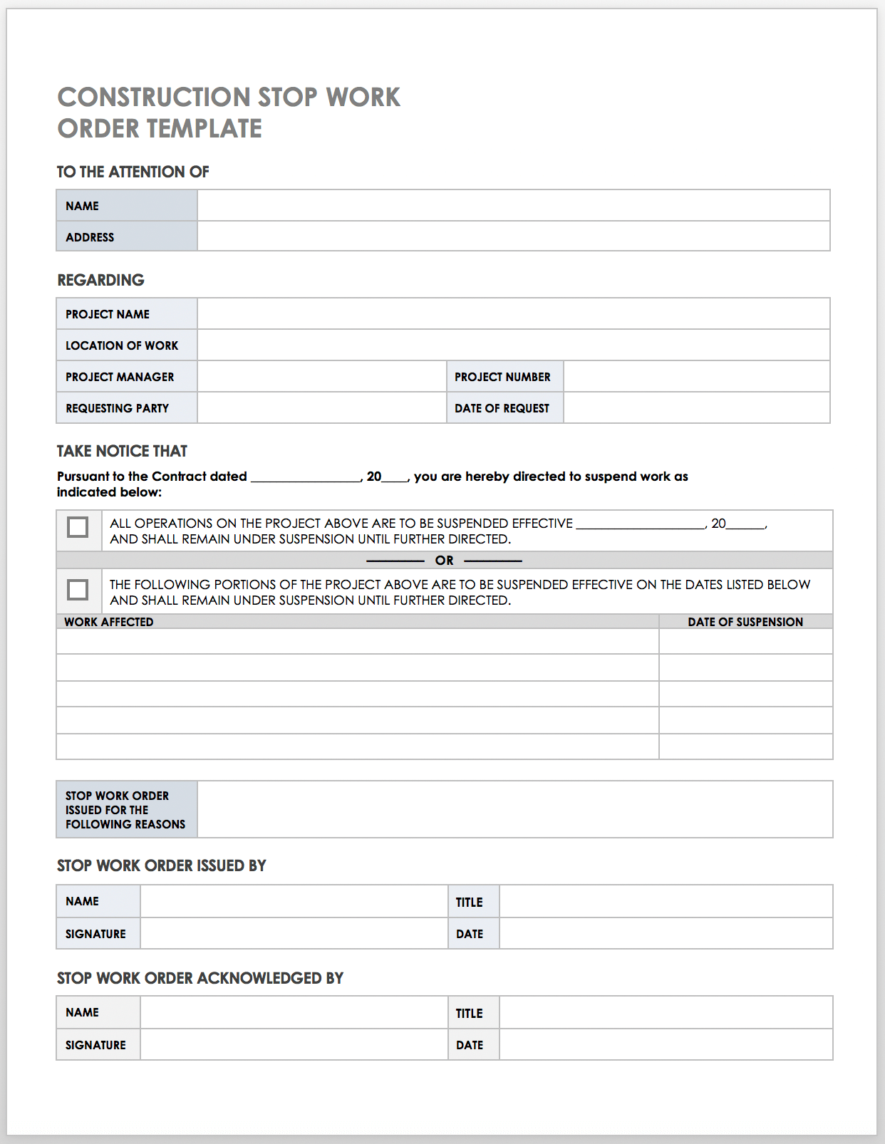 Free Construction Work Order Templates U0026 Forms Smartsheet