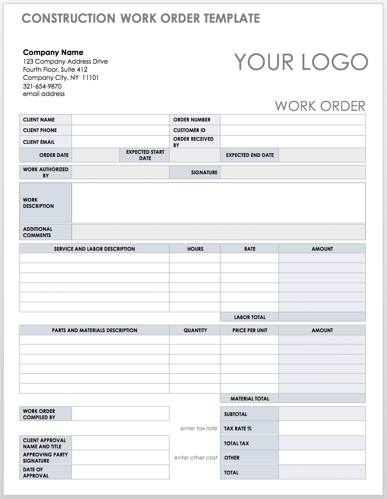 Free Construction Work Order Templates U0026 Forms Smartsheet