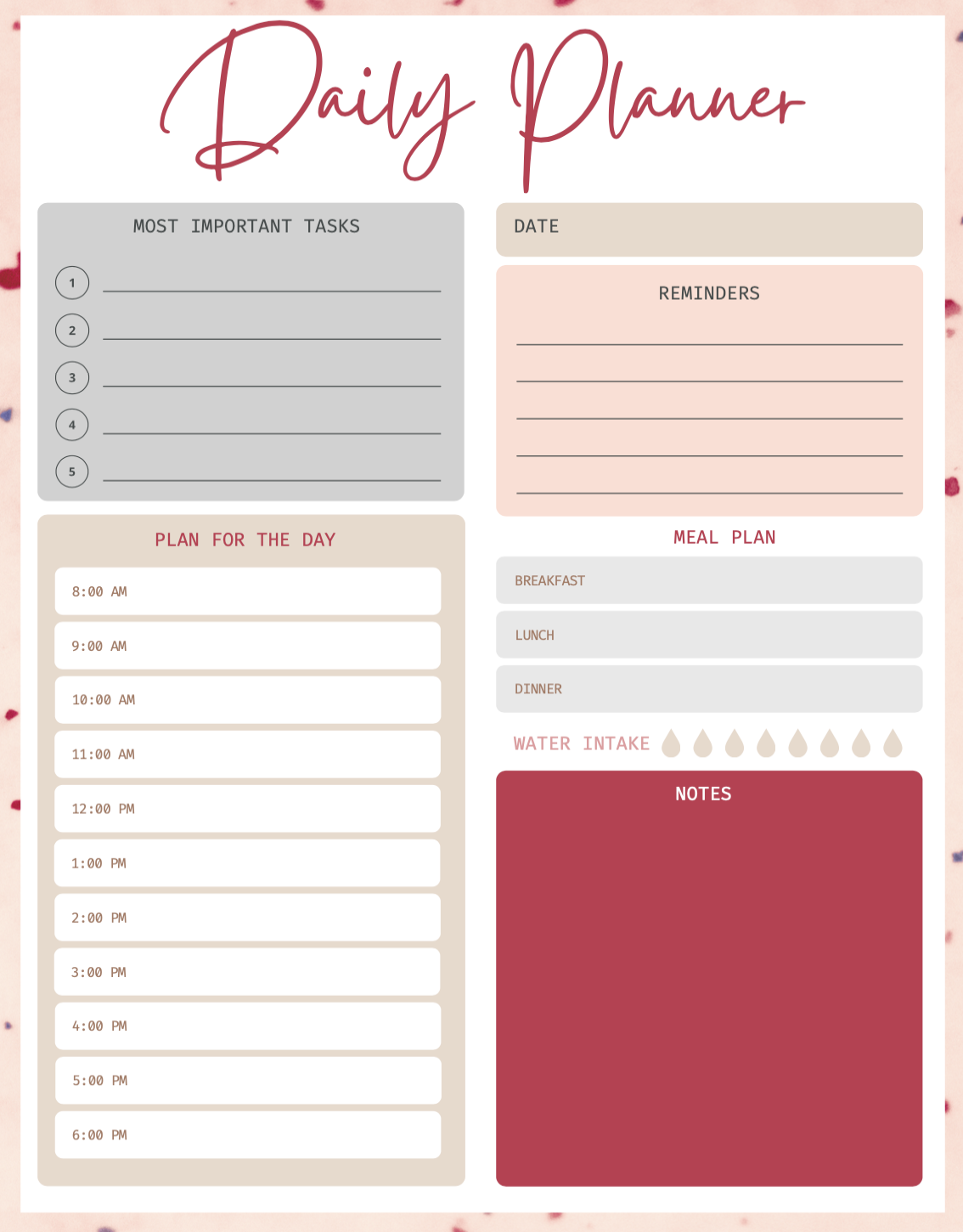 Free Printable Forms For Organizing