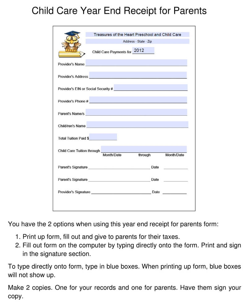 Free Daycare Receipt Templates Word PDF