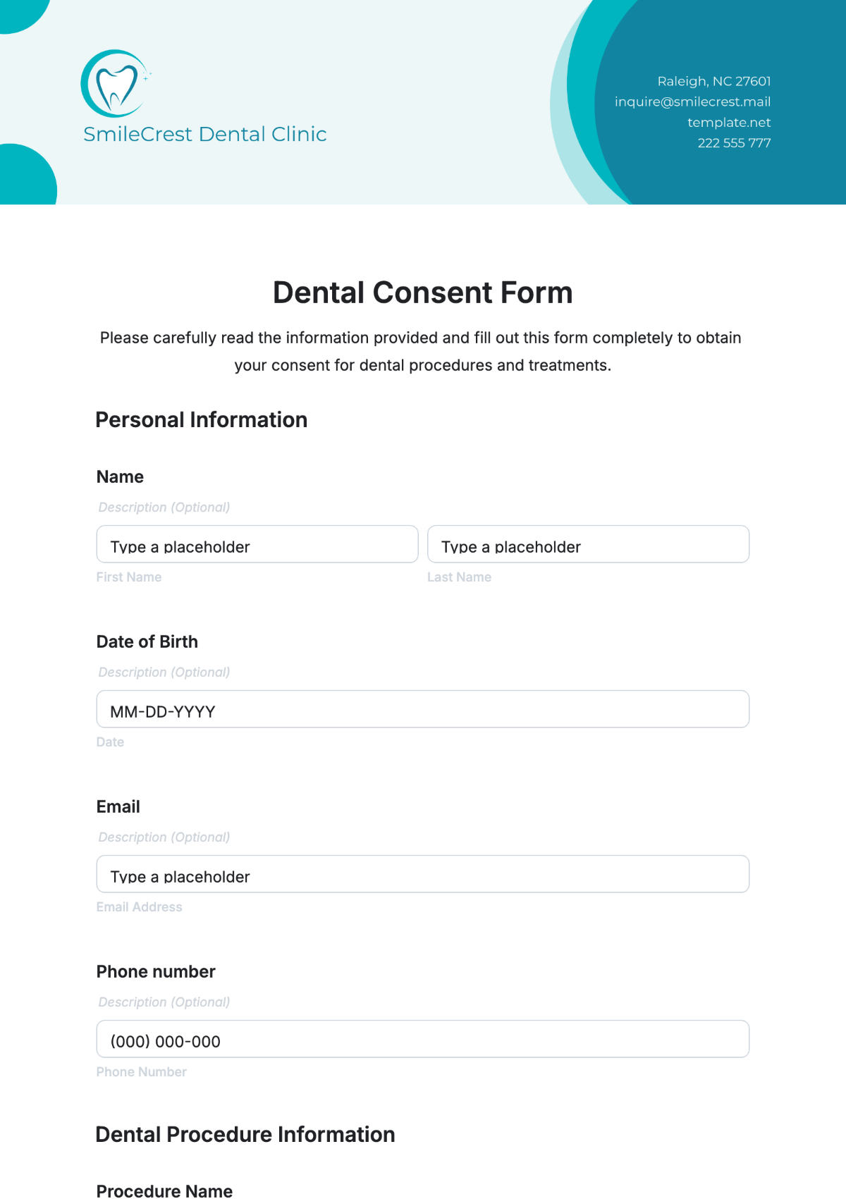Free Printable Dental Consent Forms