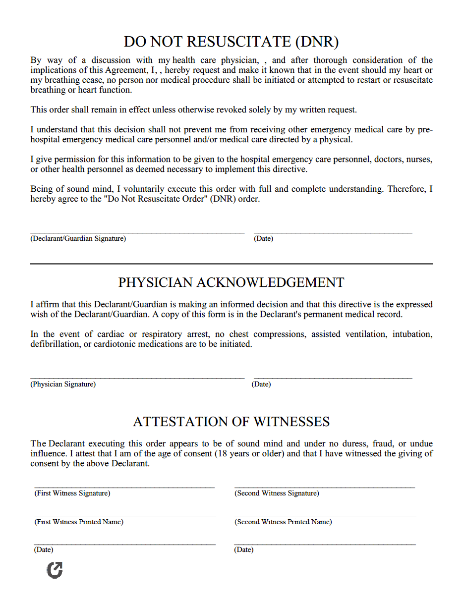 Free Printable Dnr Forms
