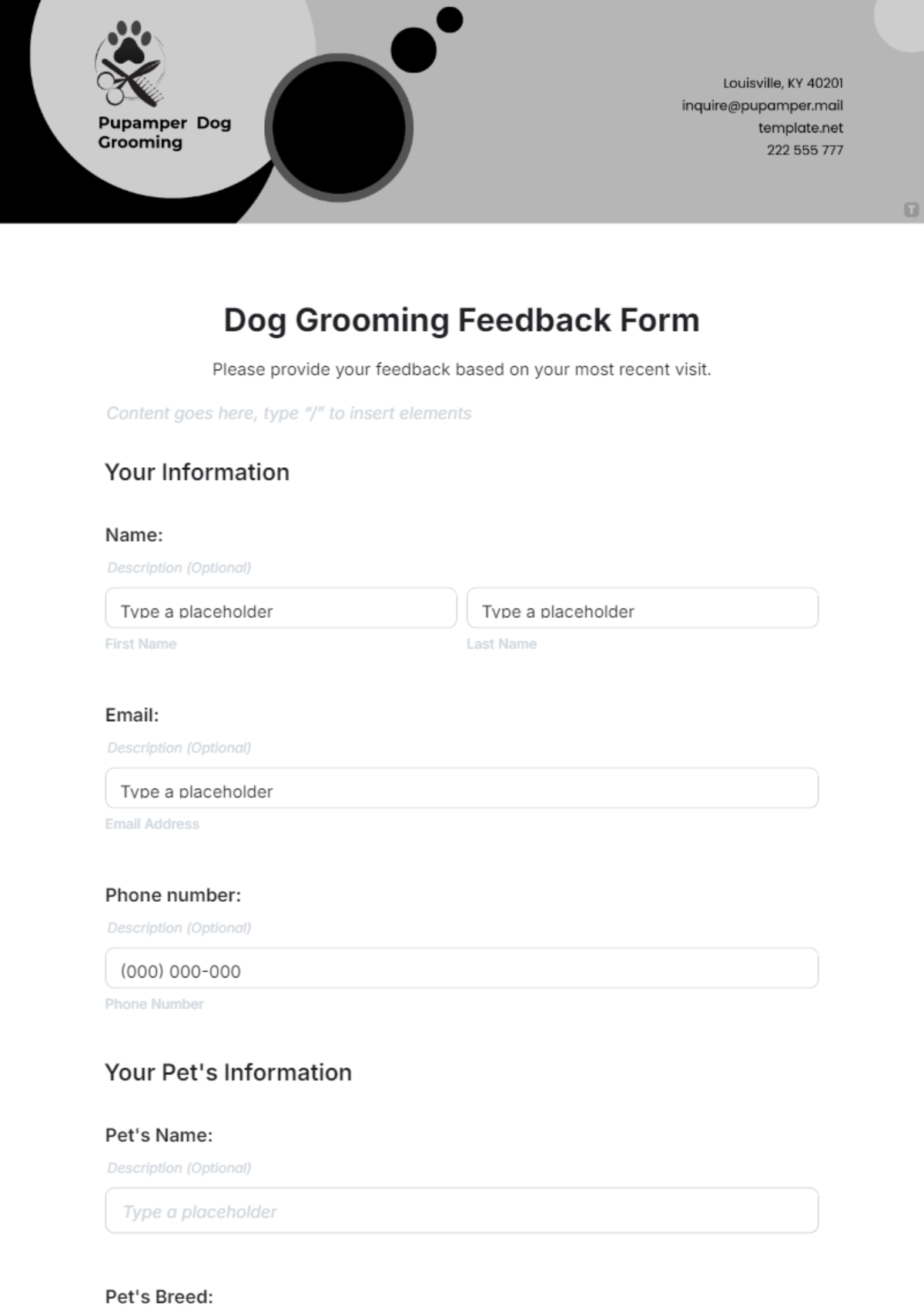 Free Printable Business Record Forms For Grooming Business