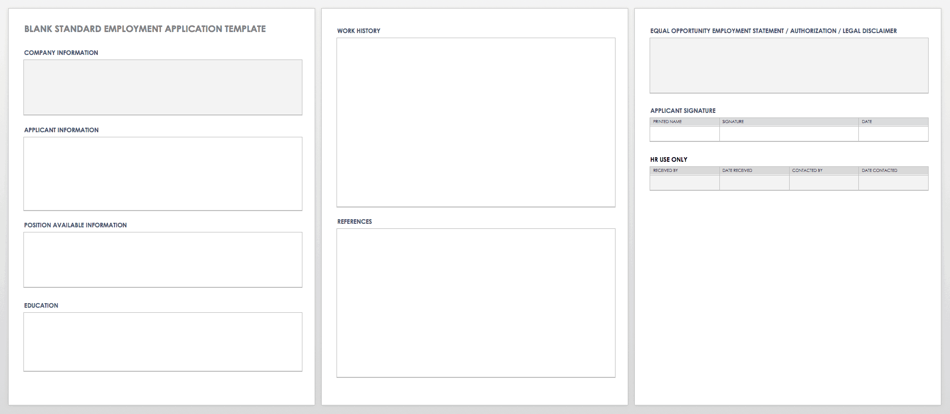 Free Employment Application Templates Smartsheet