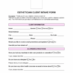 Free Esthetician Facial Client Intake Form PDF Word