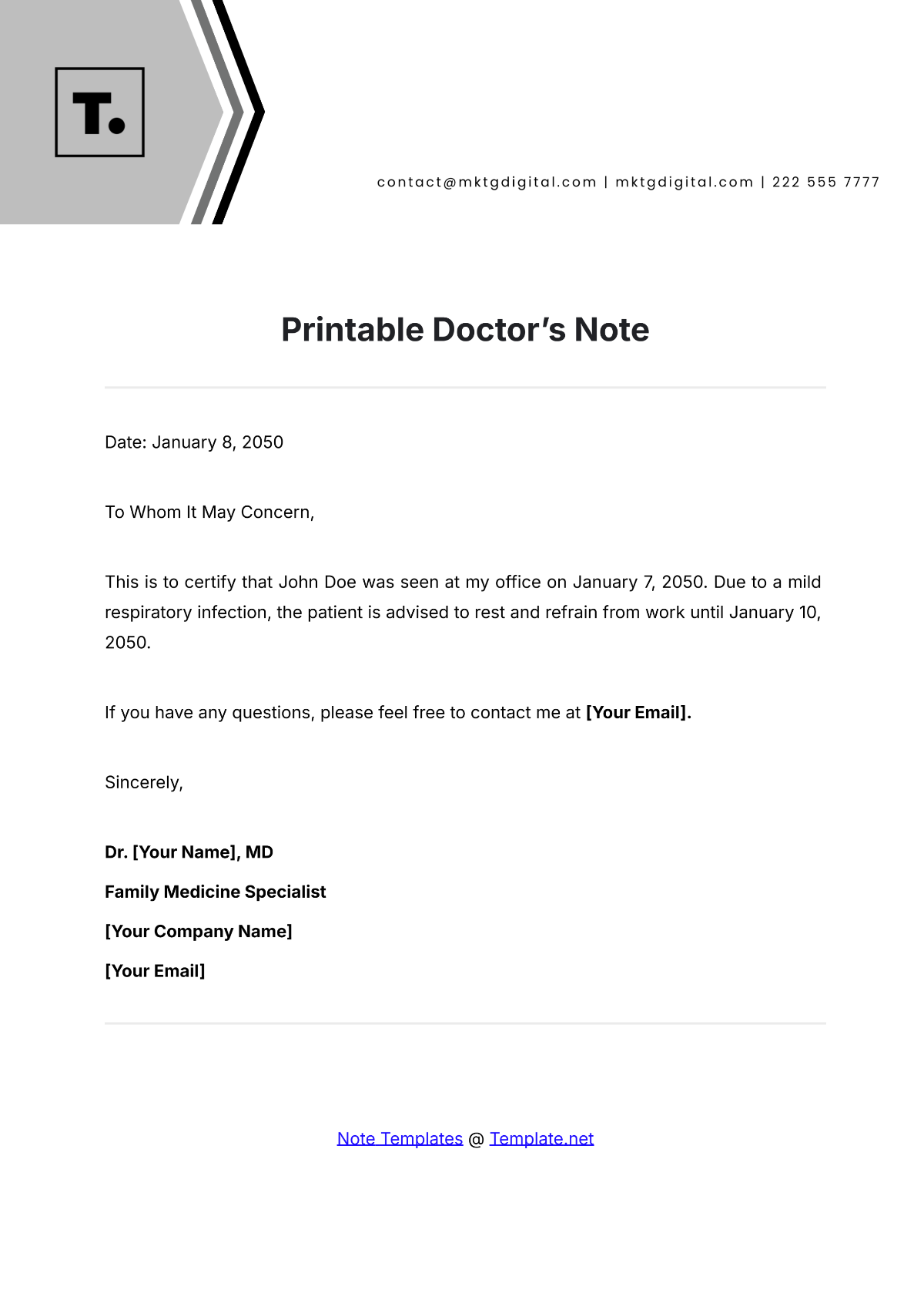 Free Excuse Note Templates Editable And Printable