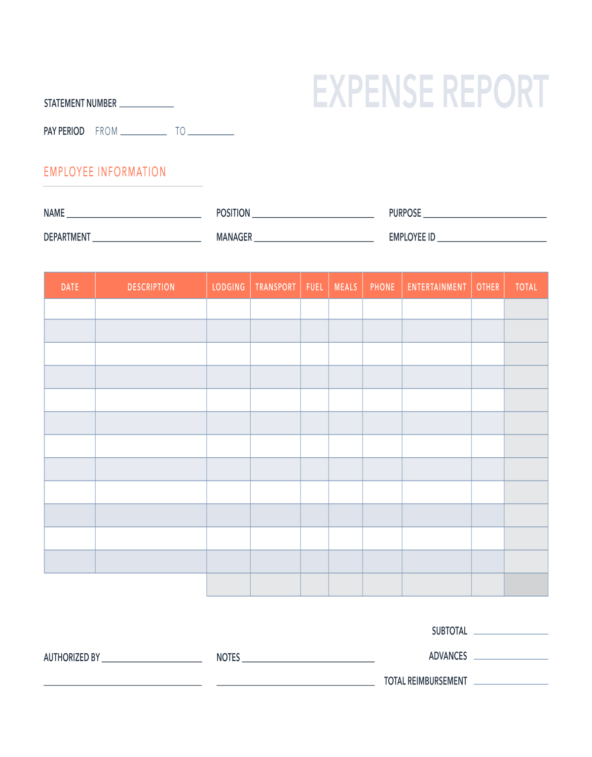 Free Expense Report Template For Word Excel PDF Google 