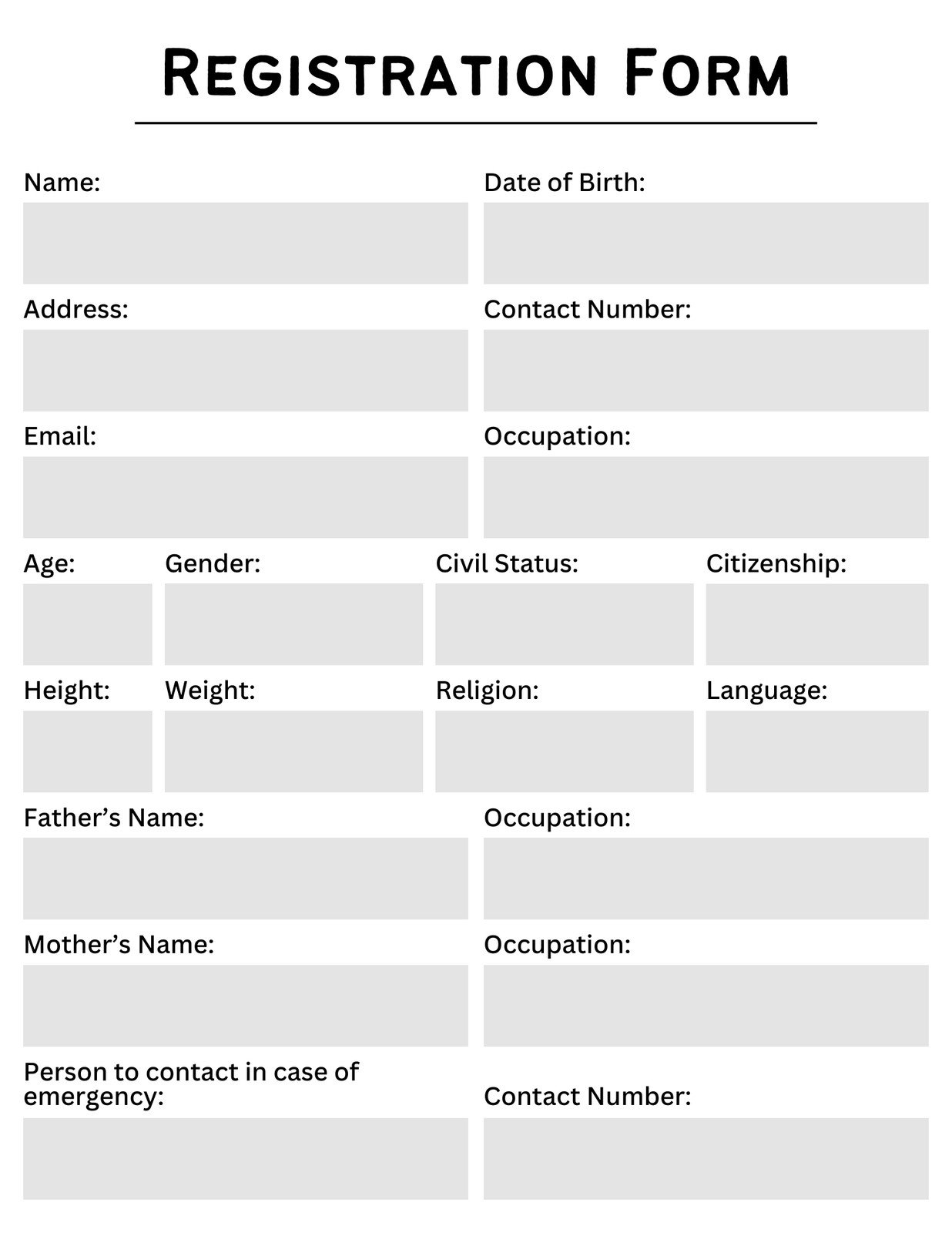 Printable Free Forms