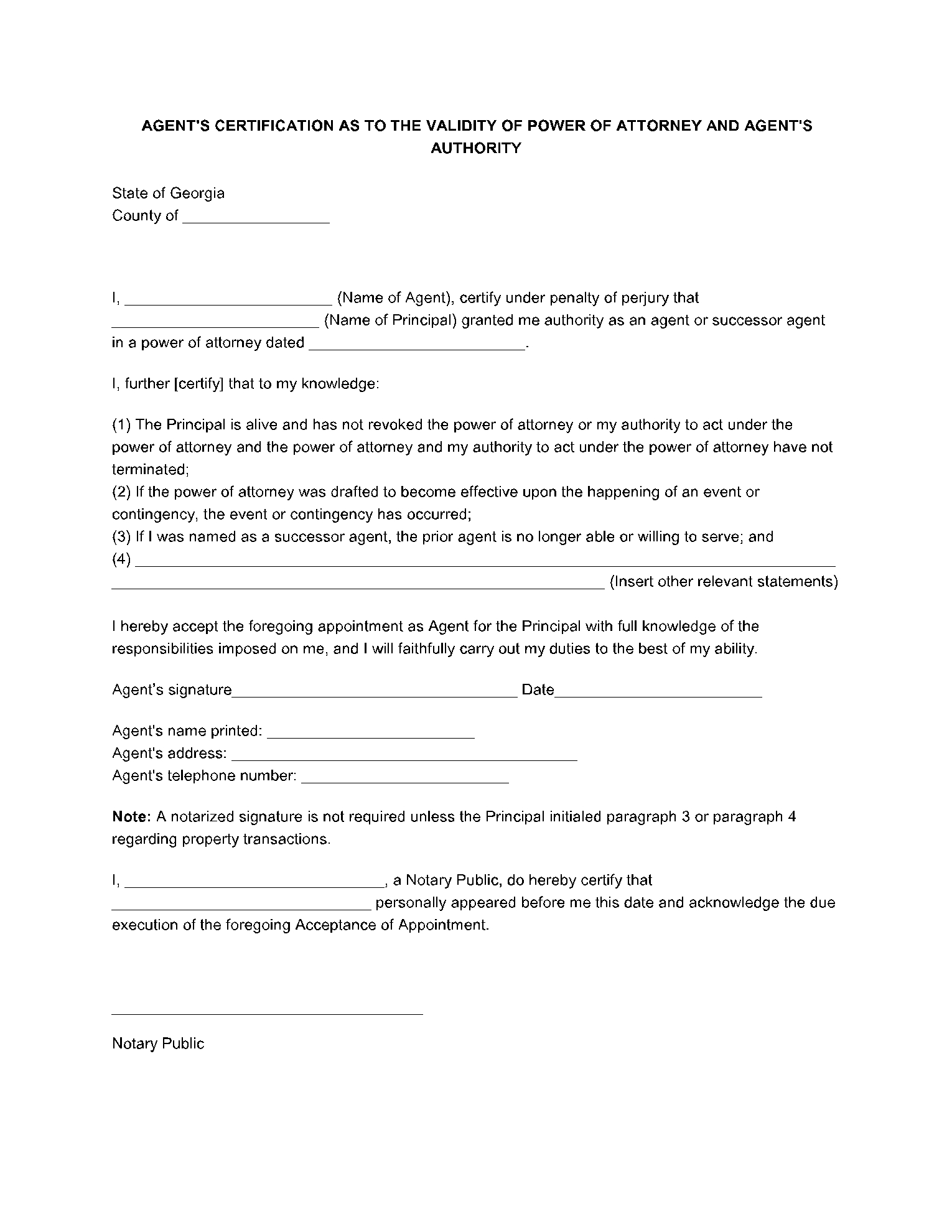 Free Georgia Durable Power Of Attorney Form PDF CocoSign