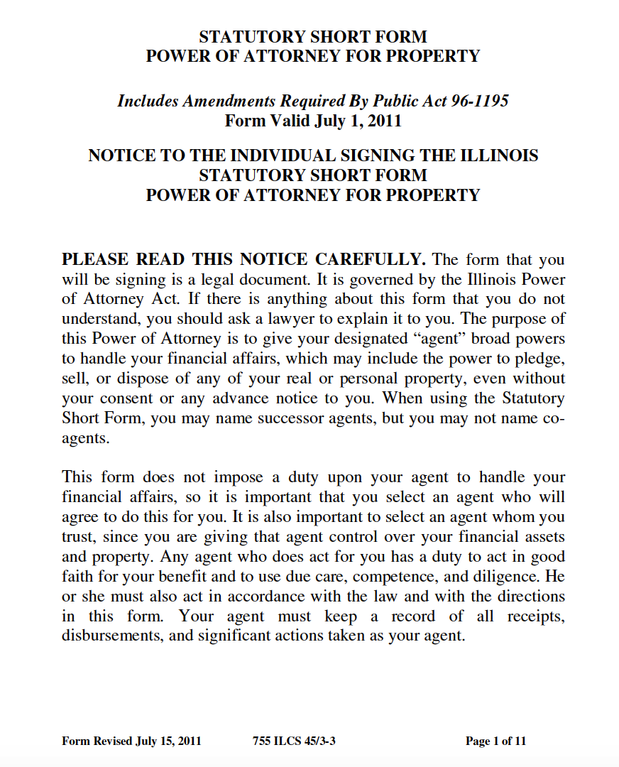 Free Illinois Power Of Attorney Forms PDF Templates