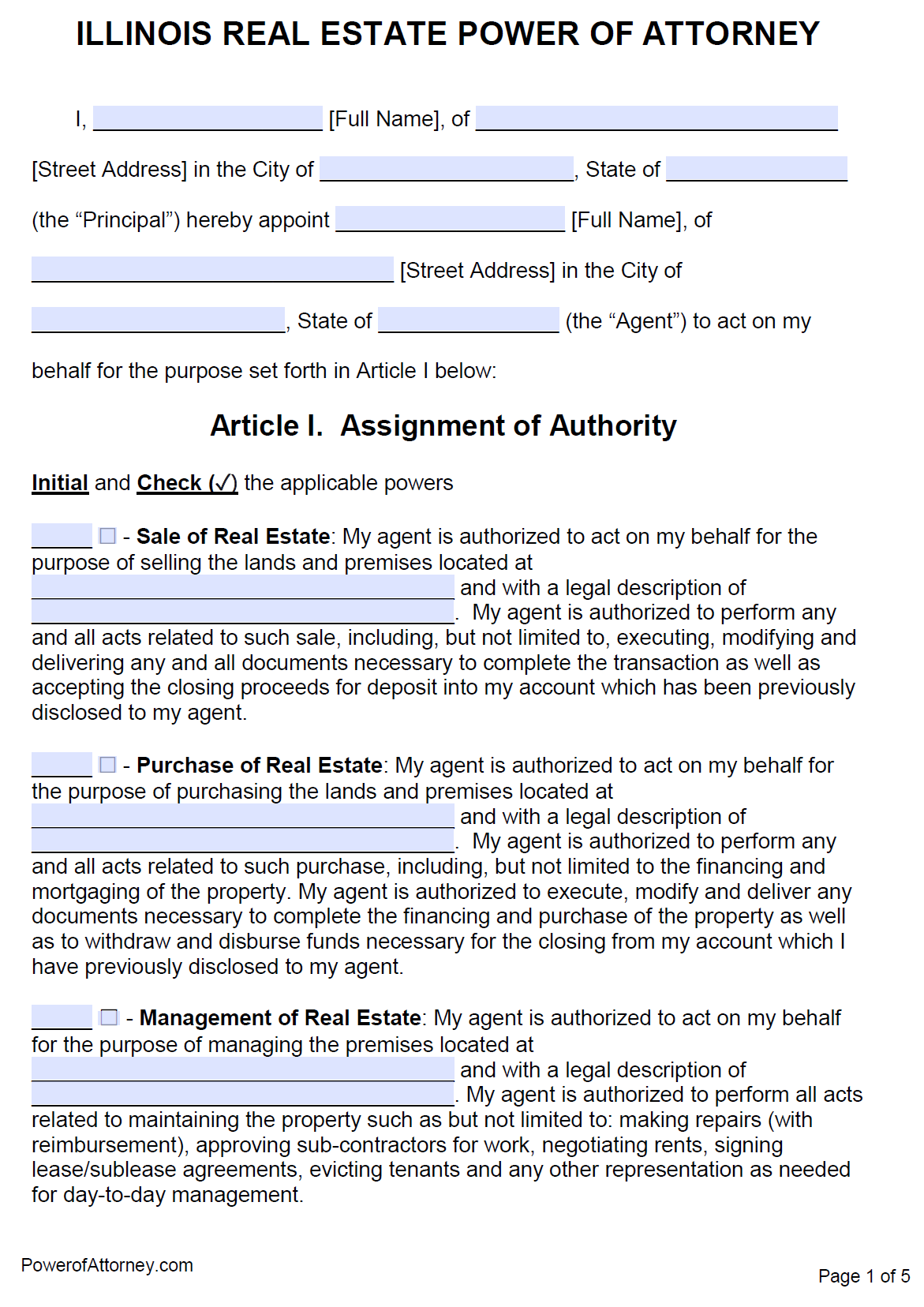 Free Illinois Power Of Attorney Forms PDF Templates