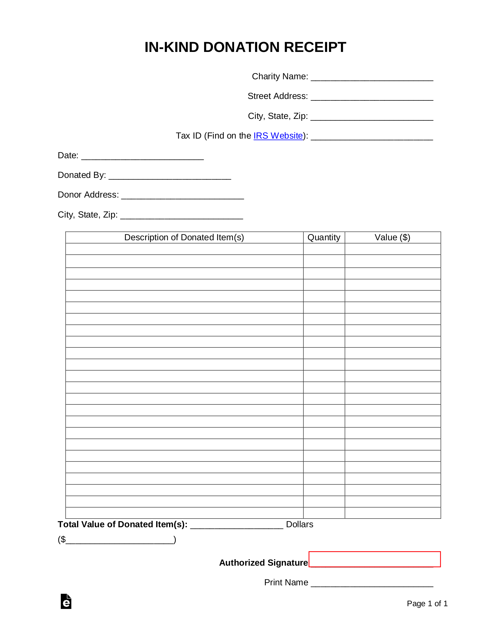 Free Printable Donation Forms