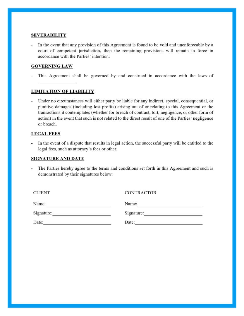 Free Printable Contractor Forms